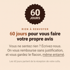 Garantie 60 jours Rootivae : vous ne sentez rien, écrivez-nous et on vous rembourse sans justification. Rien à renvoyer, vous gardez le flacon même entamé